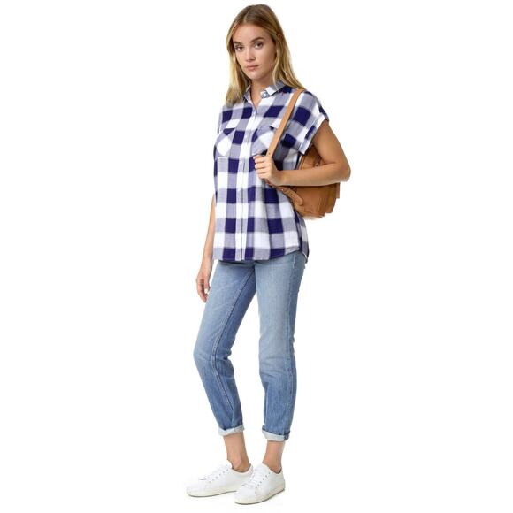 Rails Blue Britt Plaid Casual Rolled Sleeve Button Up Small - Picture 1 of 7